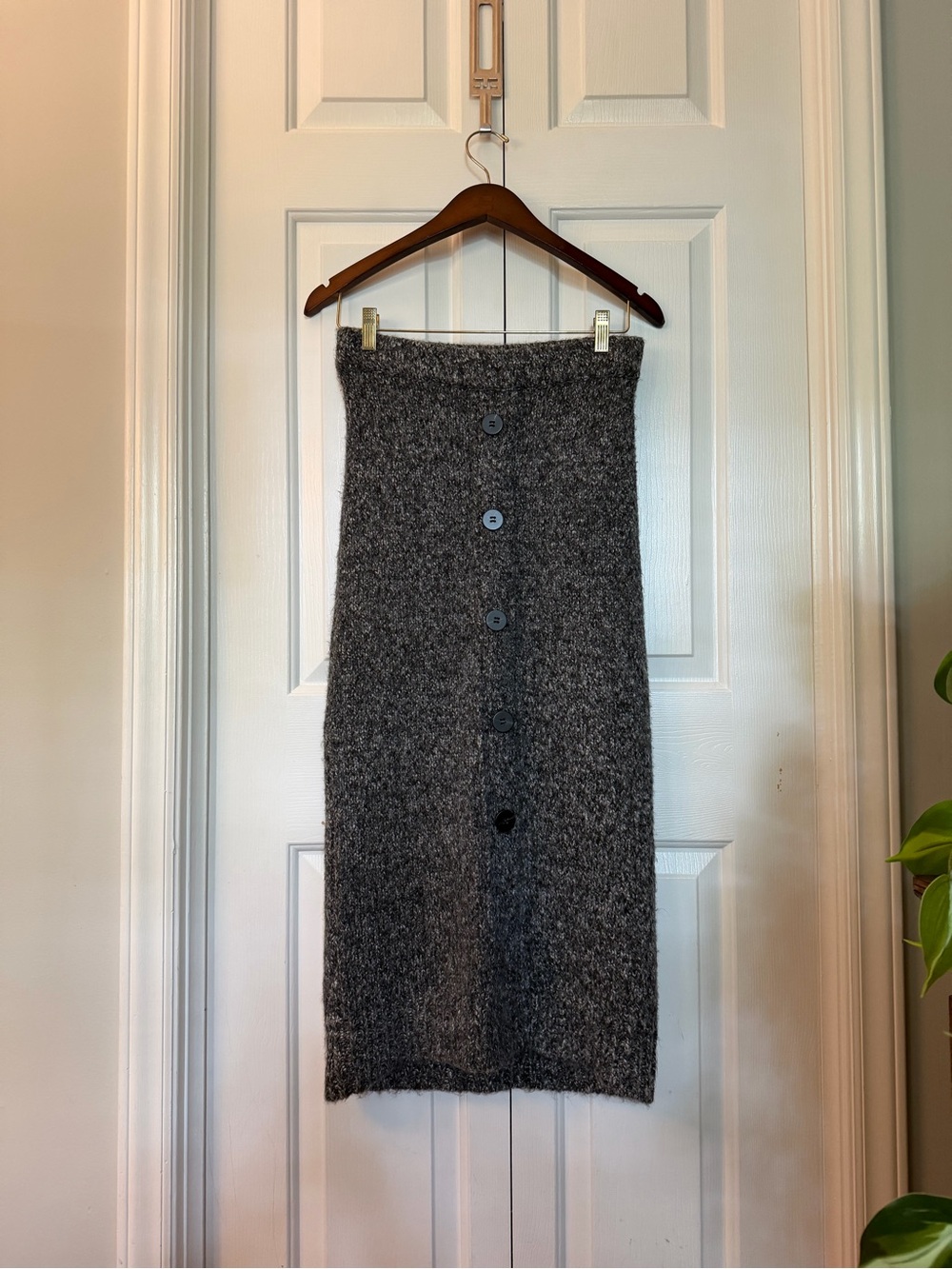 Zara Charcoal Button-Front Pencil Skirt